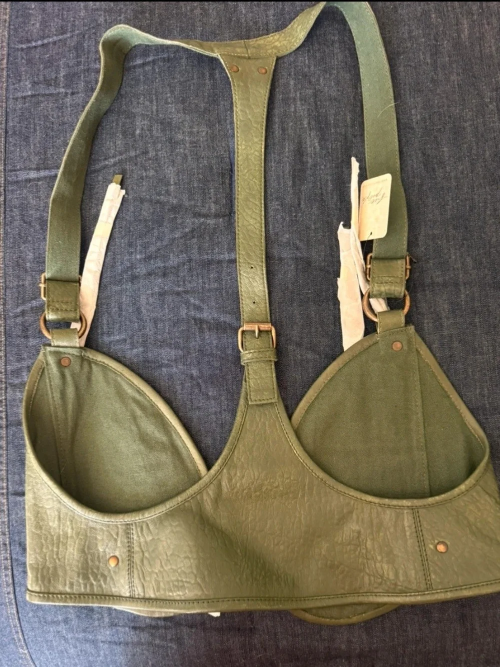 Rare Olive Free People Olympia Leather Harness Bag